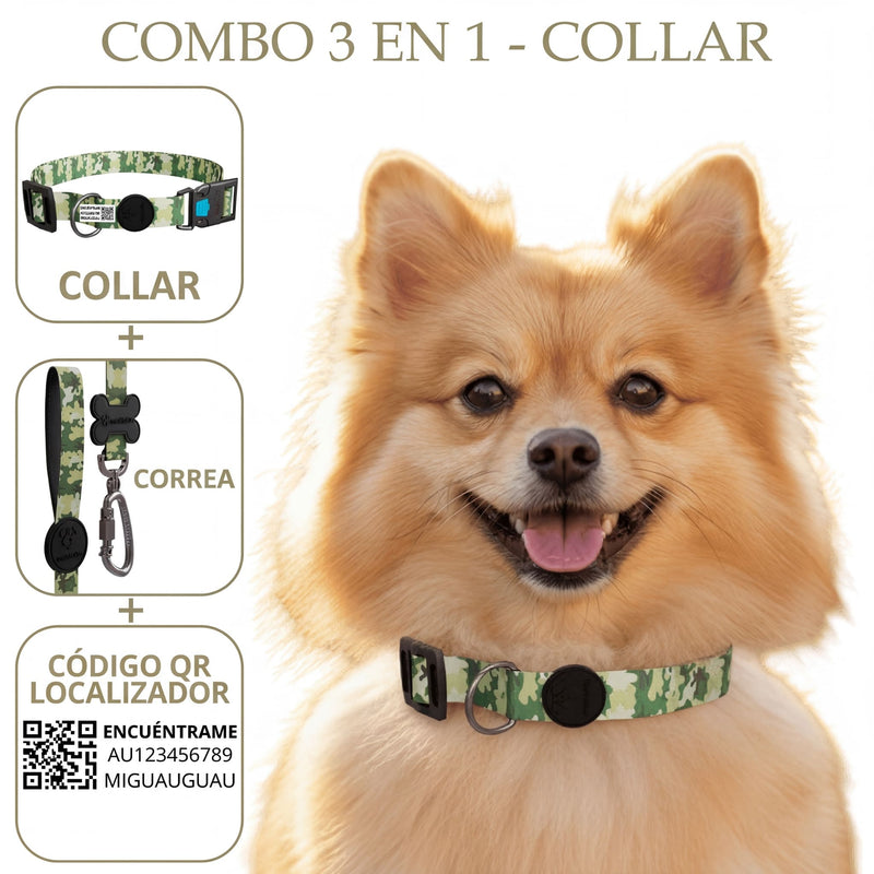 COMBO 3 EN 1: COLLAR + CORREA + LOCALIZADOR CON CÓDIGO QR