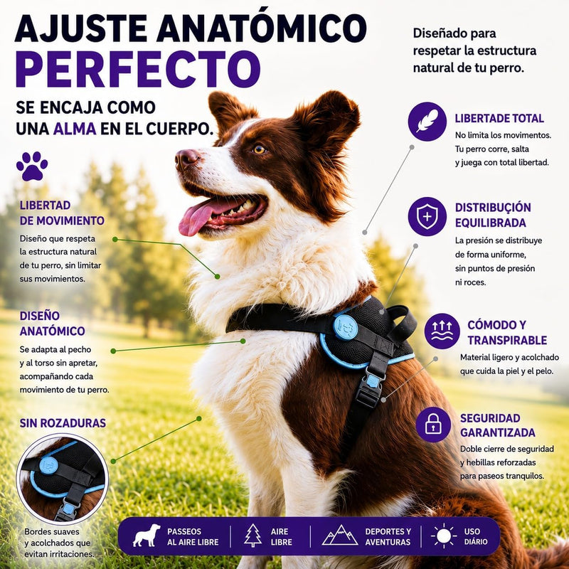 Arnés Safe meuAuAu con Localizador QR – Acolchado, Asa de Control y Portabolsas