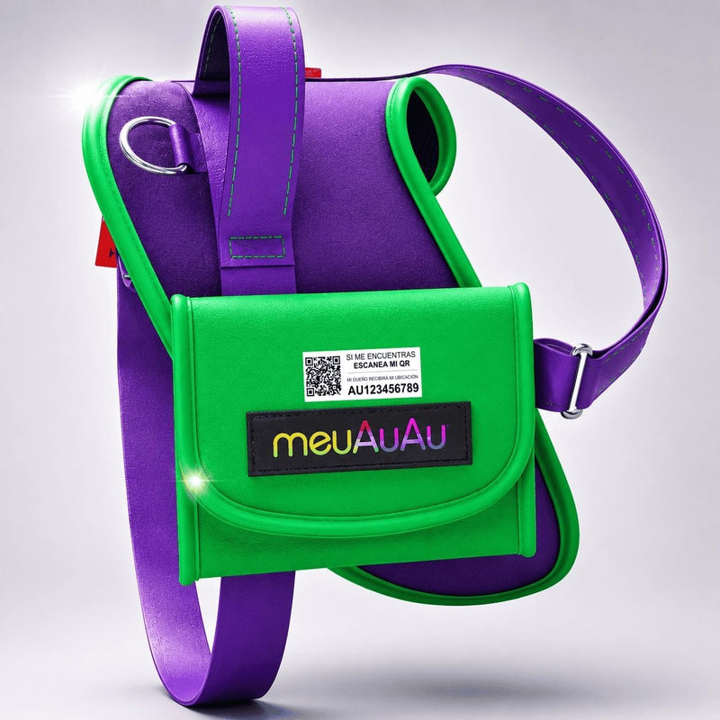 Arnés Safe meuAuAu con Localizador QR – Acolchado, Asa de Control y Portabolsas